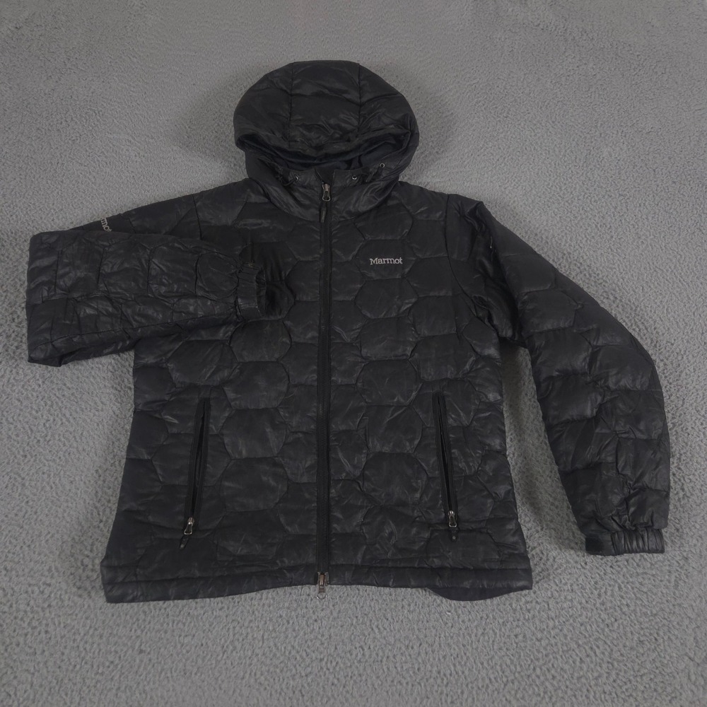Marmot Jacket Mens Medium Black Ama Dablam 800 Fill Down Hooded Puffer Outdoor
